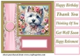 Pink floral Westie card front 4