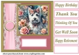 Pink floral Westie card front 5