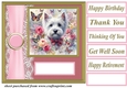 Pink floral Westie card front 7