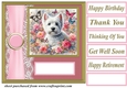 Pink floral Westie card front 8