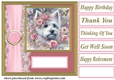Pink floral Westie card front 9