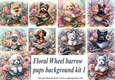 Floral wheel barrow pup background kit 1