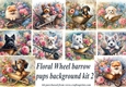 Floral wheel barrow pup background kit 2