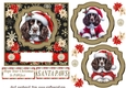 Liver and white Springer Spaniel Santa card front
