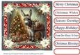 Holly and poinsettia framed Christmas donkey card front 3