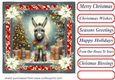 Holly and poinsettia framed Christmas donkey card front 5