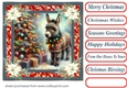 Holly and poinsettia framed Christmas donkey card front 6