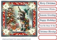 Holly and poinsettia framed Christmas donkey card front 7