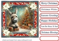 Holly and poinsettia framed Christmas donkey card front 8