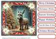 Holly and poinsettia framed Christmas donkey card front 9
