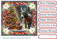 Holly and poinsettia framed Christmas donkey card front 10