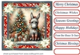 Holly and poinsettia framed Christmas donkey card front 11