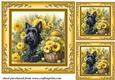 3 Yellow floral Scottish terrier card fronts/toppers 4
