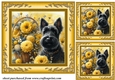 3 Yellow floral Scottish terrier card fronts/toppers 5