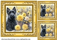 3 Yellow floral Scottish terrier card fronts/toppers 8