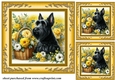 3 Yellow floral Scottish terrier card fronts/toppers 9