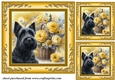 3 Yellow floral Scottish terrier card fronts/toppers 10