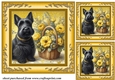 3 Yellow floral Scottish terrier card fronts/toppers 11