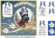 Blue and gold Christmas Scottish terrier card front 3