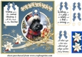 Blue and gold Christmas Scottish terrier card front 5
