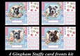 4 Floral gingham Staffy card fronts kit
