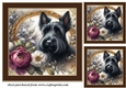 3 Framed floral Scottish terrier card front/toppers 2