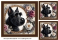 3 Framed floral Scottish terrier card front/toppers 3