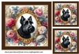 3 Framed floral Scottish terrier card front/toppers 4
