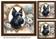 3 Framed floral Scottish terrier card front/toppers 5
