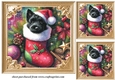 3 Christmas stocking Scottie card fronts/toppers 2