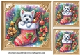 3 Christmas stocking Westie card fronts/toppers 3