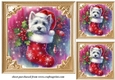 3 Christmas stocking Westie card fronts/toppers 4