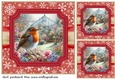 3 Red Christmas garden robin card front/toppers 3