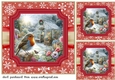 3 Red Christmas garden robin card front/toppers 4