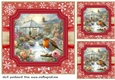 3 Red Christmas garden robin card front/toppers 6