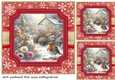 3 Red Christmas garden robin card front/toppers 7