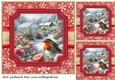 3 Red Christmas garden robin card front/toppers 8