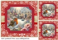 3 Red Christmas garden robin card front/toppers 10