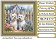 Westie by the fence card front 1