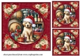 3 Poinsettia frame wine cellar dog card front/toppers 3