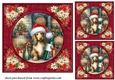 3 Poinsettia frame wine cellar dog card front/toppers 5