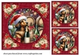 3 Poinsettia frame wine cellar dog card front/toppers 9