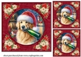 3 Poinsettia frame wine cellar dog card front/toppers 10