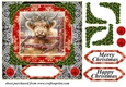 Red and black Christmas Highland cow card front 3