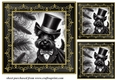 3 Black and gold top hat Scottie card front/toppers 3