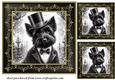 3 Black and gold top hat Scottie card front/toppers 4