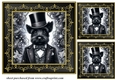 3 Black and gold top hat Scottie card front/toppers 5