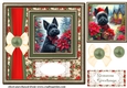 Framed poinsettia Scottish terrier card front 2
