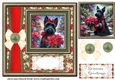Framed poinsettia Scottish terrier card front 5