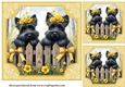 3 Yellow floral Scottie card fronts/toppers 3
